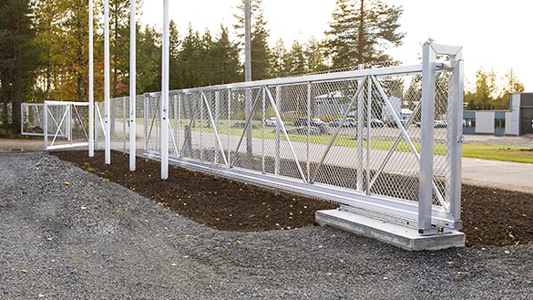Side sliding gate in open position.